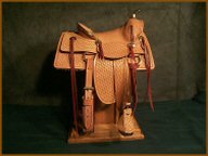 Handmade miniature saddle.